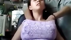 Indian girl big boobs pressed in shop